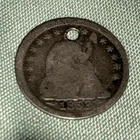 1853 Seated Liberty Half Dime with Arrows, Hole
