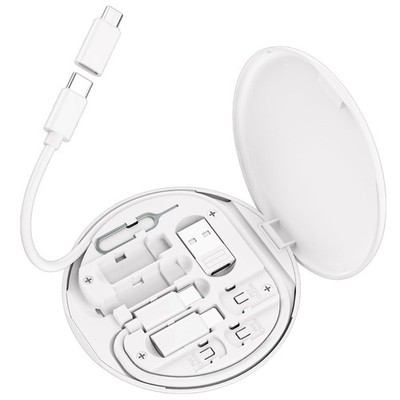Multi USB Charging Adapter Cable Kit, C to iOS Device Box, White 