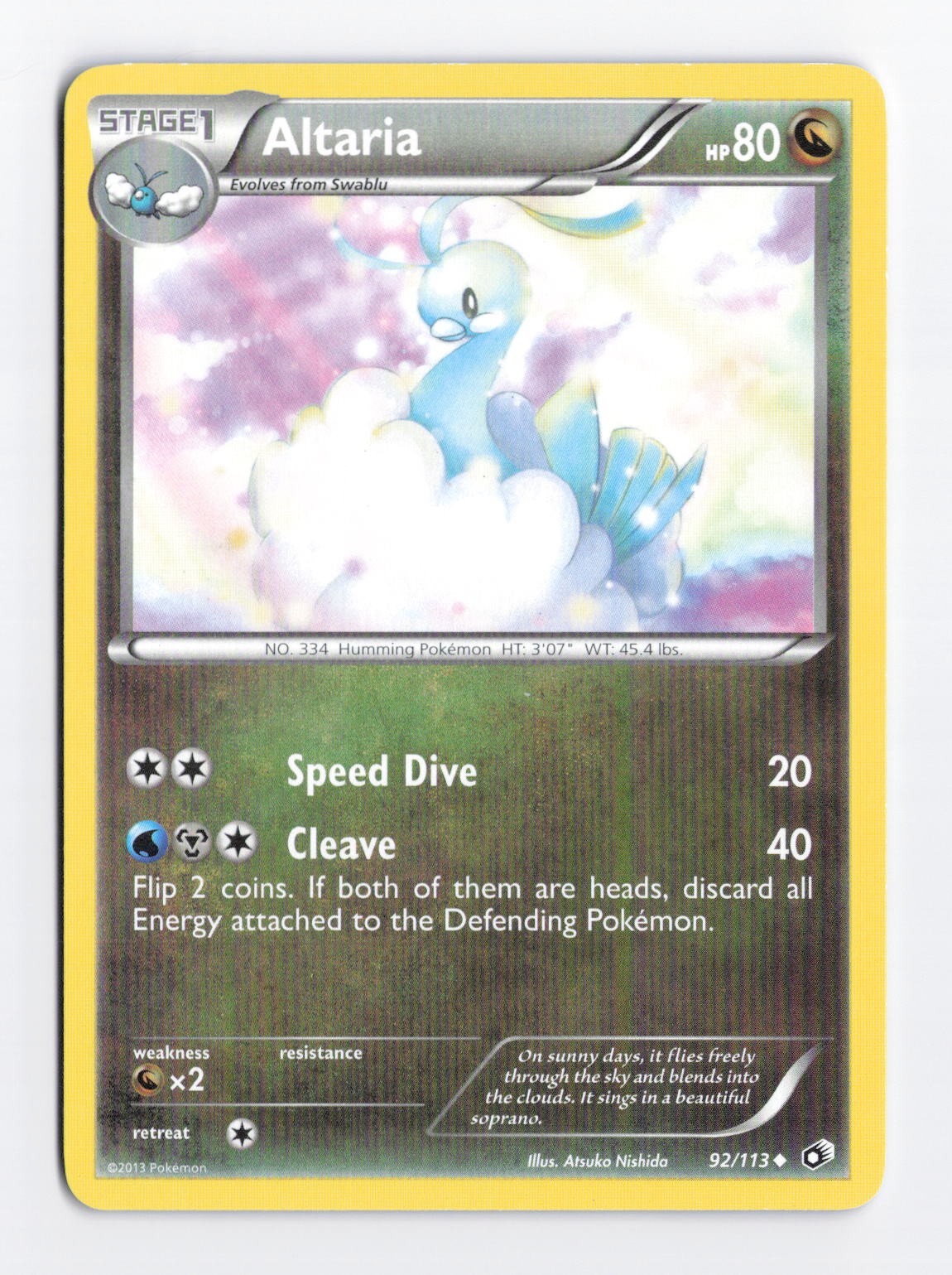 Altaria 92/113 Normal Uncommon Legendary Treasures Pokemon TCG Card NM