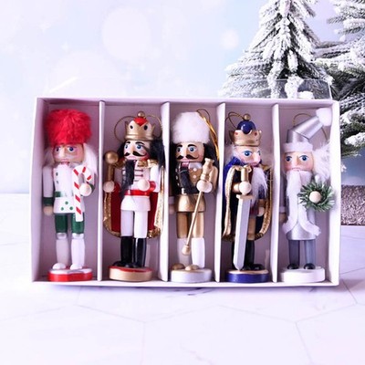 5pcs Christmas Nutcracker Puppet Decors Indoor Scene Decor Xmas Puppet