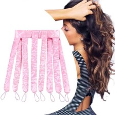 Heatless Hair Curlers Pink Satin Headband for Long Hair Easy DIY Curls