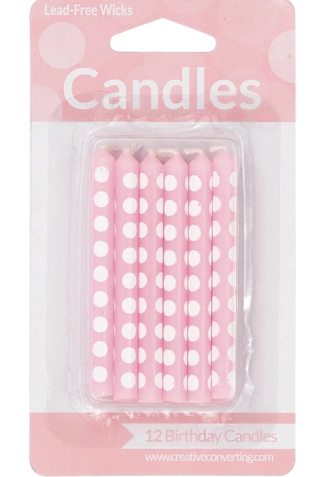 24 Creative Converting Cake Candle, 2.25", Classic Pink Polka Dot (2x 12) - Image 3 of 3