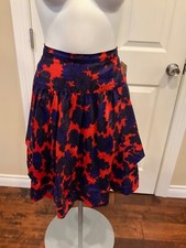 Marc by Marc Jacobs Red Silk Skirt, W/ Purple & Black Floral Pattern , Size 8