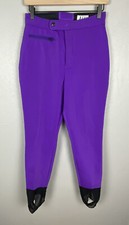 NILS Vintage WOOL Blend Purple STIRRUP Ski Pants Size 10R Shiny Stretch