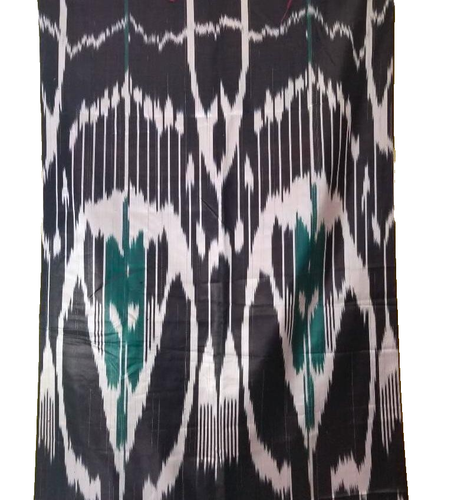 HAND SPUN UZBEK IKAT KHAN ATLAS SILK - 25" x 36" - Picture 3 of 10