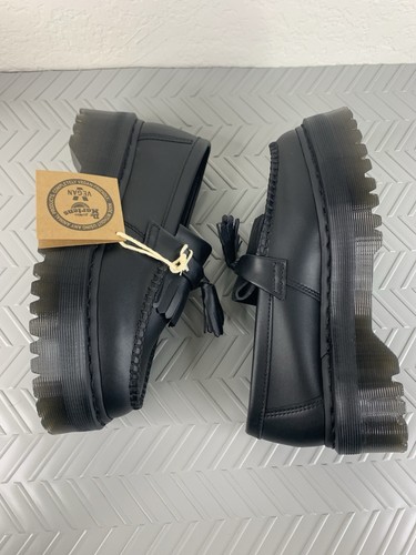 Dr. Martens Adrian Quad Mono Vegan Leather Platform Loafers Black Unisex M7 W8 - Picture 7 of 11