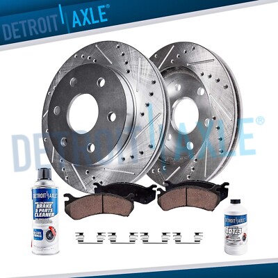 2WD REAR Drilled Disc Rotors Brake Pads Kit for GMC Avalanche Express 1500 Tahoe