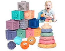 Soft Building Blocks 3-24mo Pastel Bath Baby Teething Educational Toys Toddler