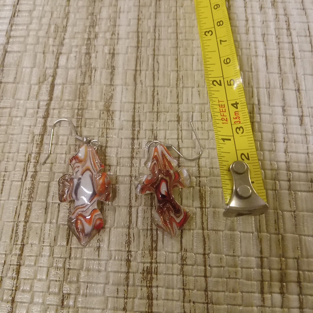 Earrings Pierced Dangle Drop Hook Back Blown Glas… - image 8