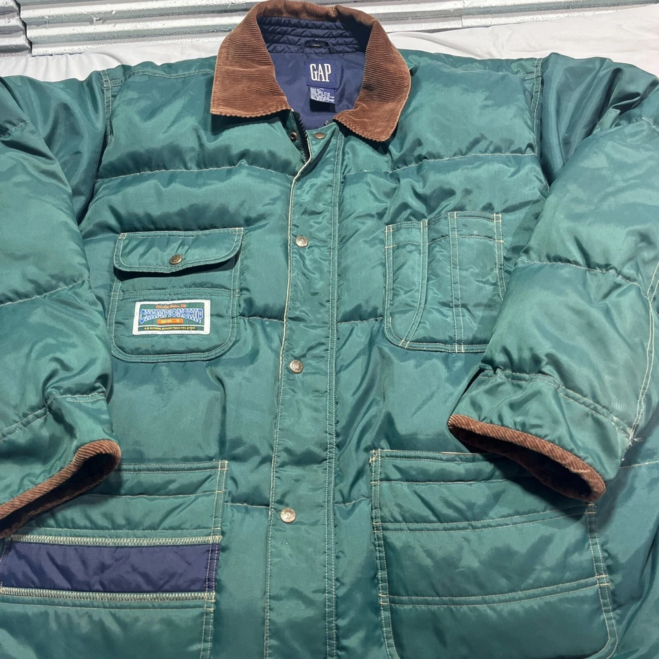 Vintage GAP Down Ski Jacket Mens XL USA Olympic Ski Team Rare Chore Coat 80s - Image 3 of 4