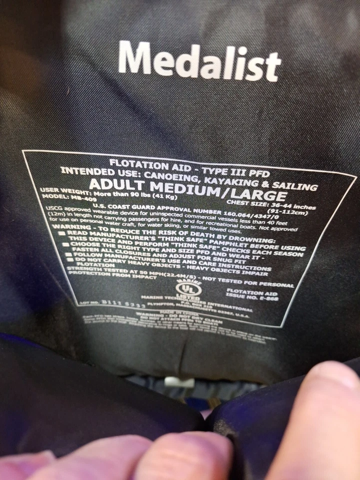 Medalist West Marine Adult Medium/Large Yellow/ Grey Vest - Image 2 of 4