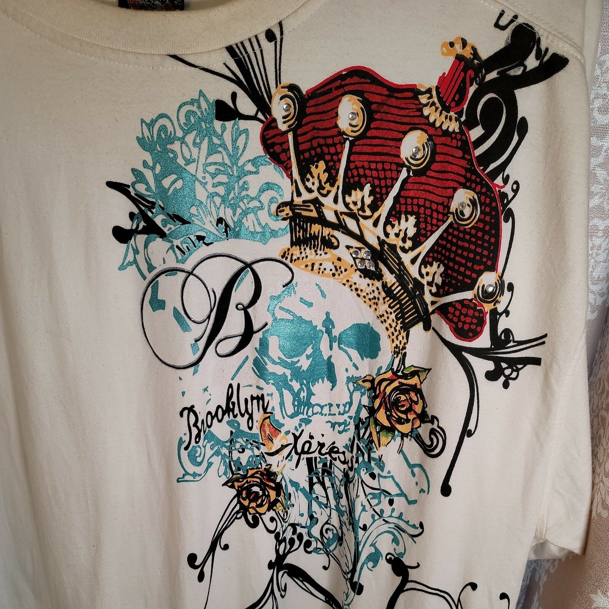 Vtg Ruthless Art Designer T Shirt Sz 2XL white , jeweled