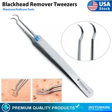 Curved Tweezers Blackhead Remover Pimple Extractor Popper Acne Blemish Comedone
