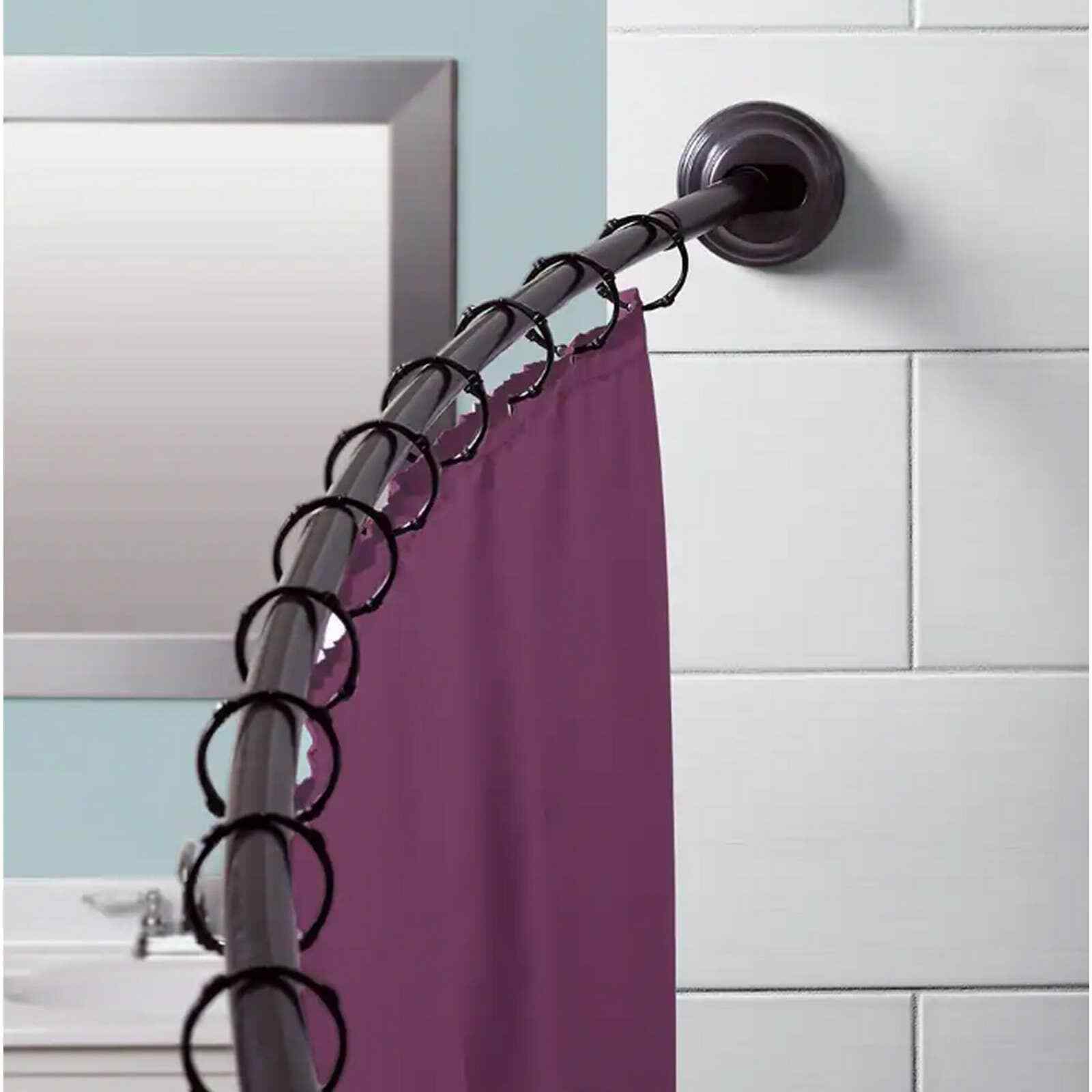 NeverRust 50" to 72" Aluminum Dual Mount Curved Shower Rod, Bronze