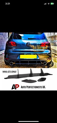 VW Golf GTI MK6 Rear Blade Fin Diffuser & Side Splitters Spoiler Body Kit 08-13