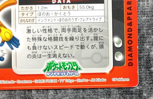 Infernape Pokemon Carddass Zukan Card 006 GOUKAZARU Nintendo Very Rare #40-50 - Picture 10 of 10