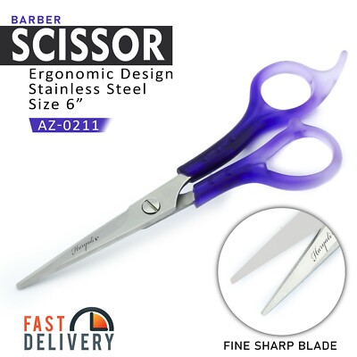 Hair Cutting Scissors Plastic Handle Barber Shears Stainless Steel Scissor 6''