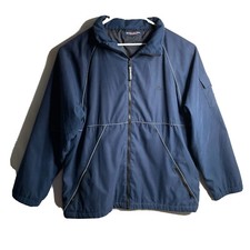 VTG Quiksilver Jacket Mens XL Navy Blue Full Zip Long Sleeve Hood Heavyweight