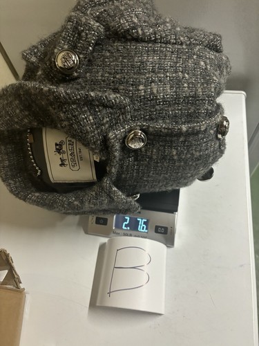 Coach Womens Pea Coat Tweed Grey Silver Buttons Collared Wool Alpaca Blend Sz 4 - Picture 8 of 10