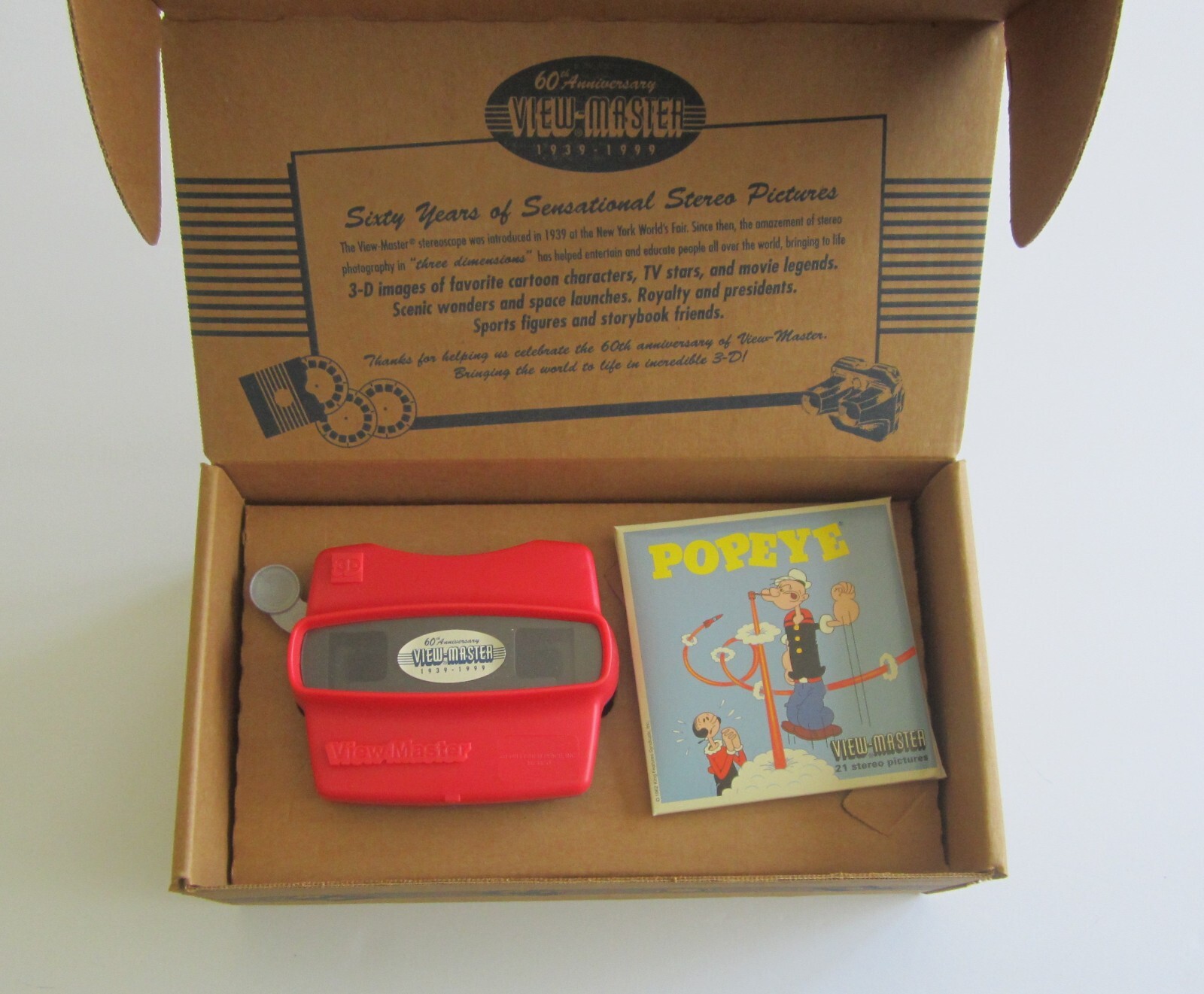 60'th Anniversary 1939-1999 Red Blue Silver View-Master Viewer + 3 Reel Gift Set