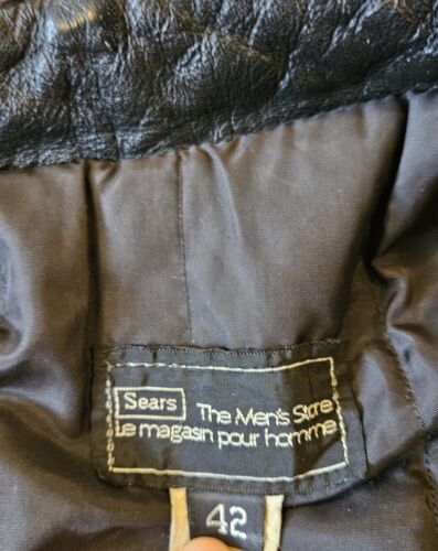 Sears Vintage Motorcycle jacket mens 42 Genuine Black leather Made In Canada - Picture 8 of 16