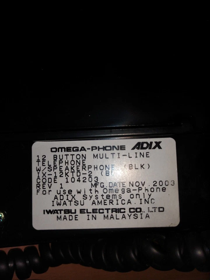 Iwatsu Omega-Phone Adix 12 Button Multi-Line Phone w/ Speakerphone IX-12KTD-2 - Image 2 of 3