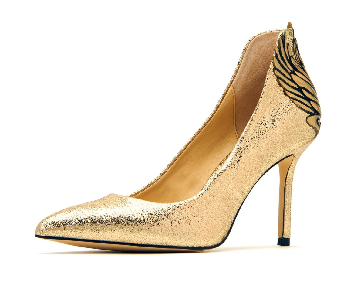 Katy Perry NEW The Starling metallic crinkle gold stiletto court