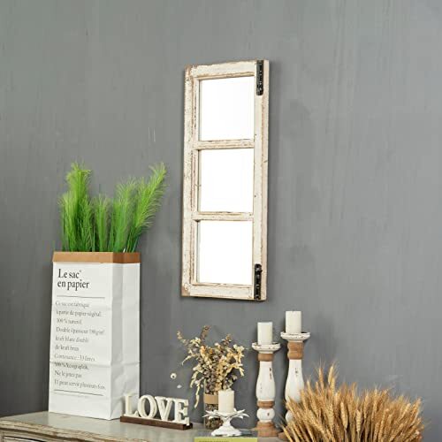 Sintosin Rustic Small Window Pane Mirror Wall Decor Assorted Material Types - Picture 22 of 26