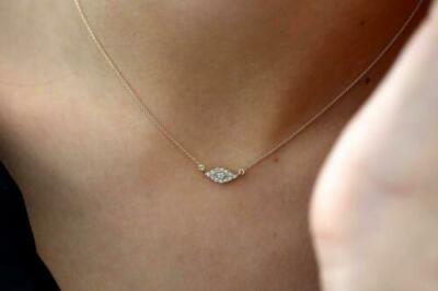 0.25Ct Simulated Diamond Evil Eye Charm Pendant Necklace 14K Yellow Gold Plated