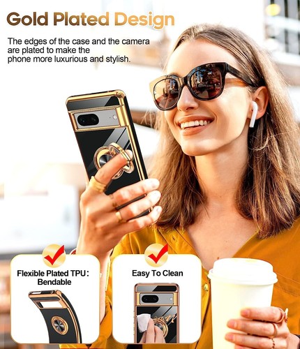 Coque téléphone noire neuve antichoc housse anneau support support pour Google Pixel 7 2022 - Photo 7 sur 9