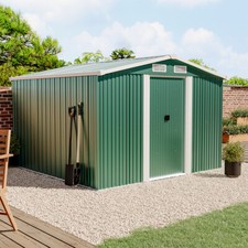 Metal Garden Shed 8 x 8FT Storage Frame Shed Bike Sheet w/ Floor Foundation Base