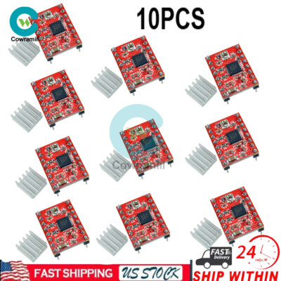 10PCS A4988 Stepper Motor Driver Module with Heat Sink for Reprap 3D Printer 