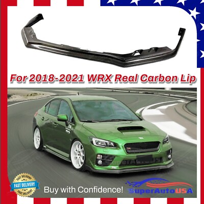 Front Bumper Spoiler Lip Real Carbon Fiber For 2018-2021 Subaru WRX CS Style 1pc