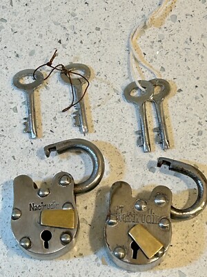 2 ~ Unique Nasirudin Nacirudin Heavy Duty Padlock Lot - 2 Keys Each Lock - WORK!
