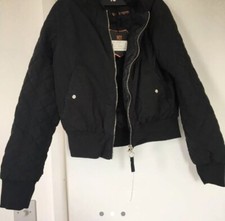 Black Quilted Bomber Jacket Size 10/12 Tk Maxx