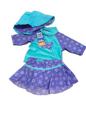 UV Skinz 3PC Swim Set UPF 50 Graphic Tee /Skirt/Reversible Hat PURPLE,2T NWT