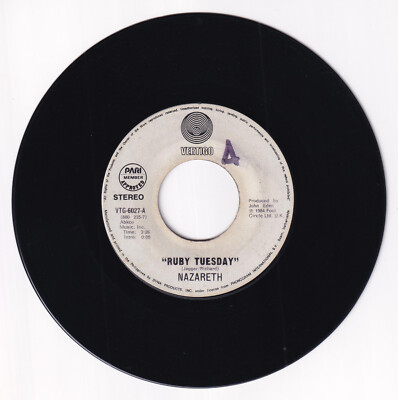 Philippines NAZARETH Ruby Tuesday / Sweetheart Tree 45 rpm Vinyl VERTIGO Records
