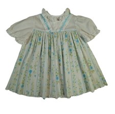 Vintage 70s Blue and White Floral Dress Toddle Time JcPenney Girls Size 4T