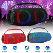 Portable Wireless Bluetooth Speaker with Dual 4in Powerful Deep Bass LED Lights