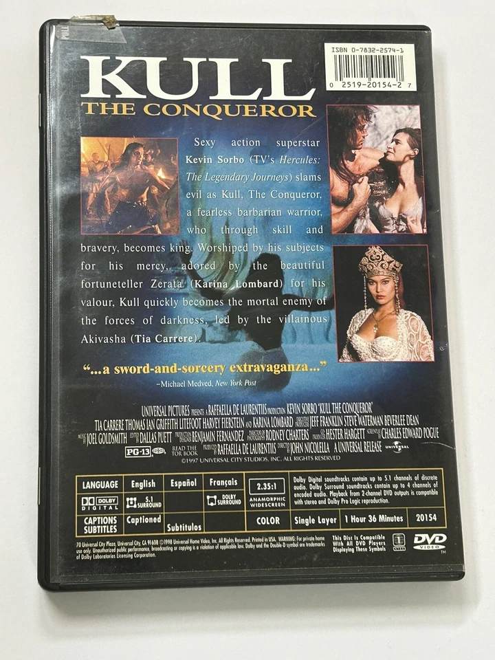 Kull the Conqueror (DVD, 1998) Kevin Sorbo Tia Carrere Widescreen Rare OOP - Image 4 of 4
