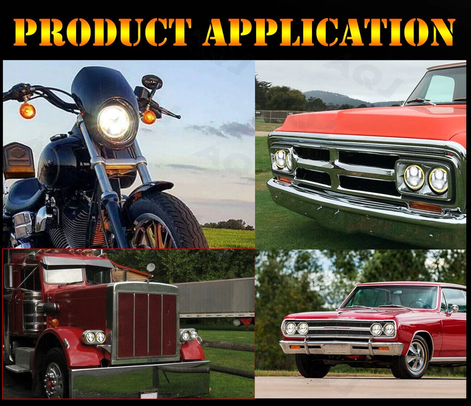 DOT 4PC 5.75 5-3/4 Round LED Headlights For Buick Electra GS 350 400 455 - Image 3 of 4