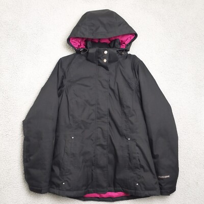 Eddie Bauer Jacket Women s Small Premium Down Black Hooded Puffer Coat NICE!