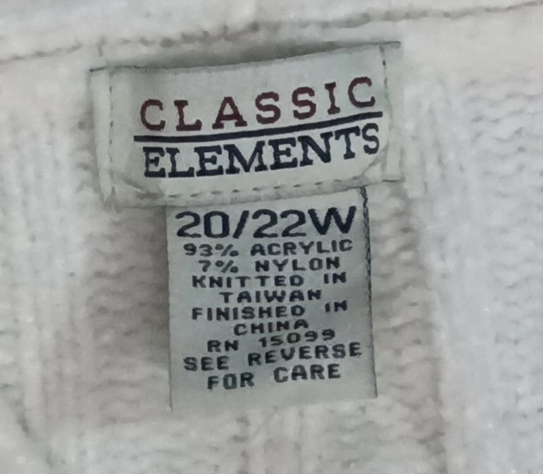 Suéter Mujer Elementos Clásicos Nuevo con Etiquetas 20/22W Crema Brillante Manga Larga Cuello en V Foto 2 de 4