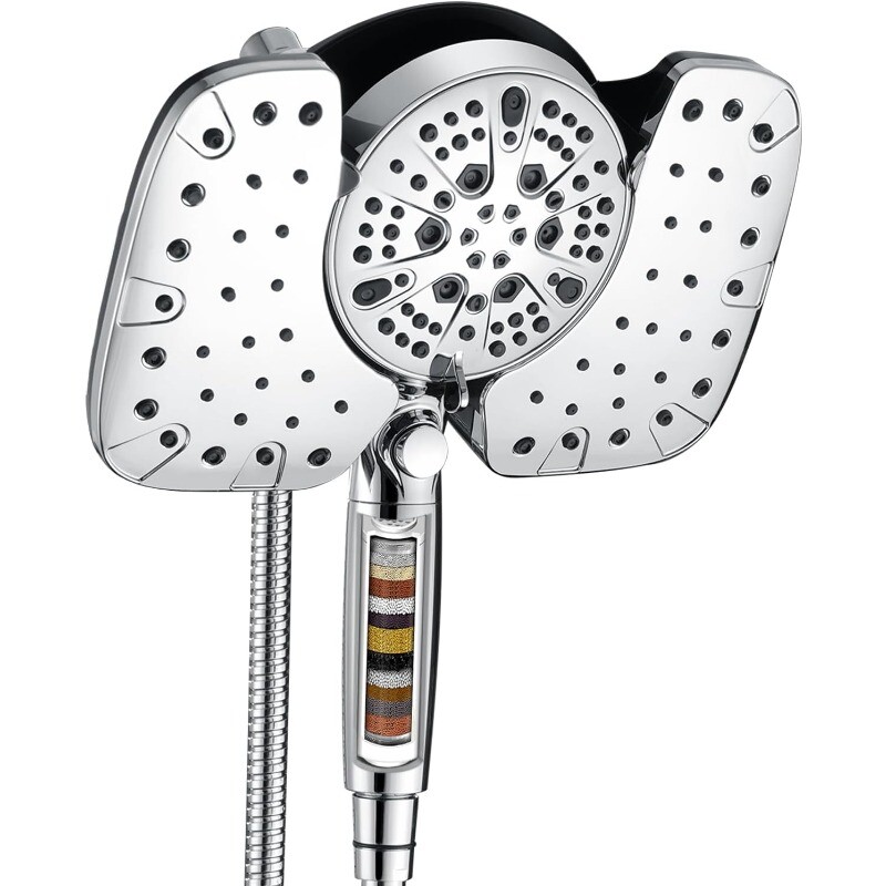 2-in-1 Shower Head with 10-Setting Handheld Spray and 10” Rainfall Combo