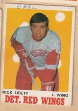 HOCKEY CARD NHL 1970-71 NICK LIBETT DETROIT RED WINGS OPC #158