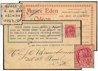 CANADÁ 1¢ QV PSC MUSEO EDEN Y ODEON FRANCÉS MAR 1898 P18
