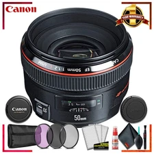 Canon EF 50mm f/1.2L USM Camera Lens (International Model) + 3 Pcs Filter Kit +