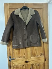 Boden Women’s Brown Faux Suede Shearling Sherpa Jacket Coat Size UK 12