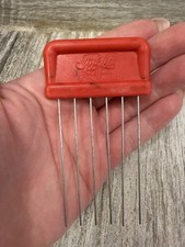 Vintage 80s Styl-lift Hair Pick Comb Tease Metal Purse Travel Red Miami 3.5”