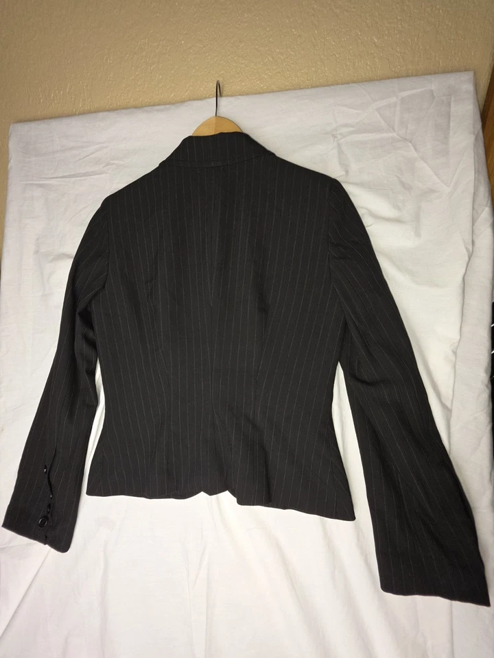 Blazer Bebe a Rayas Empresarial Carrera Chaqueta Botón Delantero Negro Talla Desconocida Foto 3 de 4